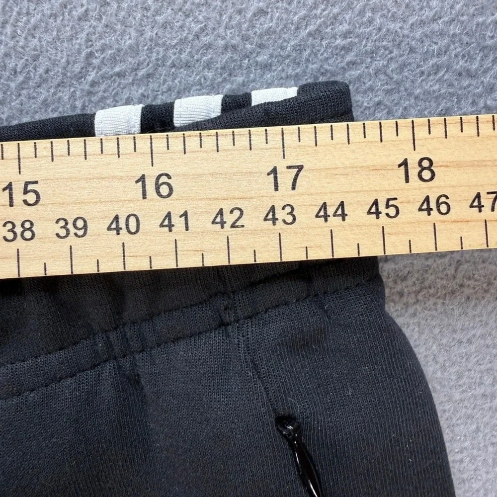 Adidas Jogger Sweatpants Tapered Fit XL Black‎ White 3-Stripe Fleece Activewear